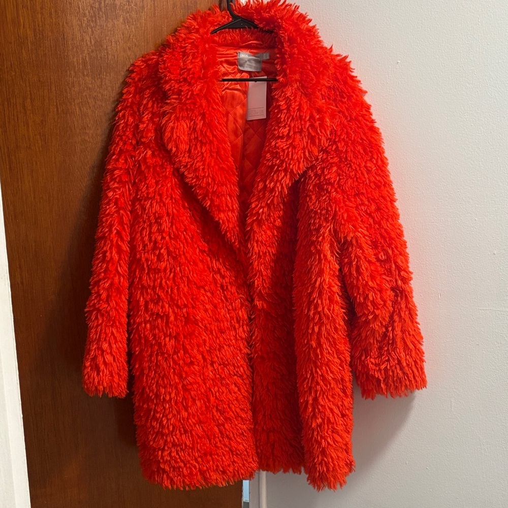 ASOS Curve Red Faux Fur Coat